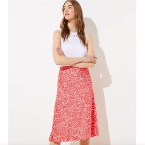 LOFT Satin Floral Midi Skirt